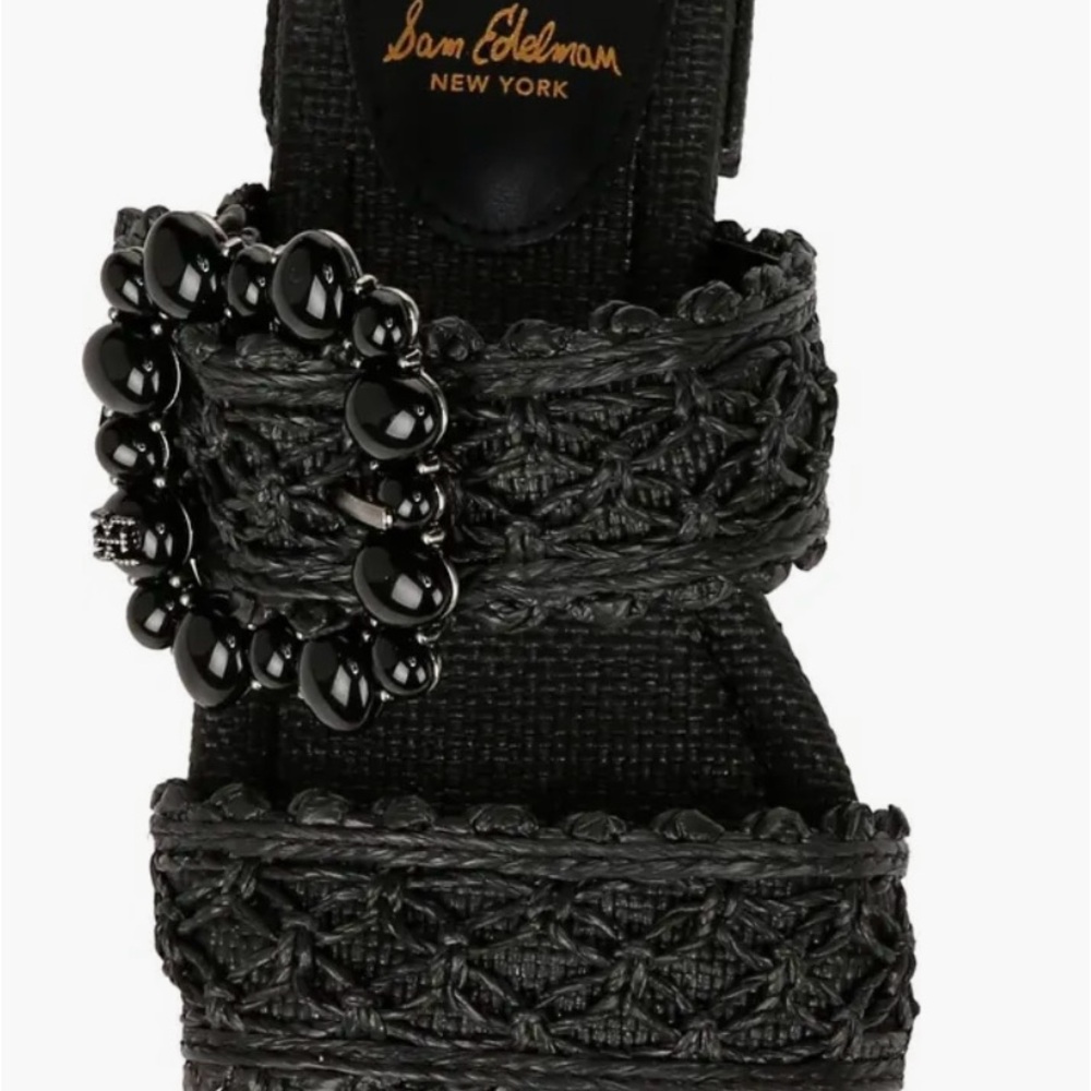 Sam Edelman Elisa Black Beaded Braided strap Women's Sandals size 7.5 NEW in Box